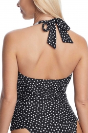 HOT SPOTS HALTER UNDERWIRE TANKINI TOP WITH FOLD-OVER BOTTOM
