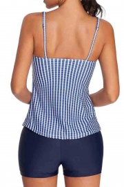 Stripe Print Cutout Strap High Waisted Tankini Set