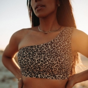 One Shoulder Leopard Bikini Set