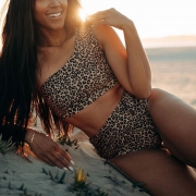 One Shoulder Leopard Bikini Set