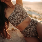 One Shoulder Leopard Bikini Set