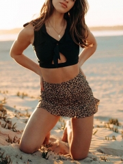 Ruffle Sleeves Front Knot Tankini Set