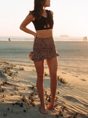 Ruffle Sleeves Front Knot Tankini Set