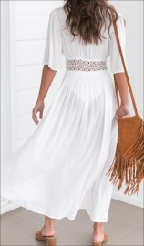 Contrast Color Pompon Edge Batwing Sleeve Cover Up
