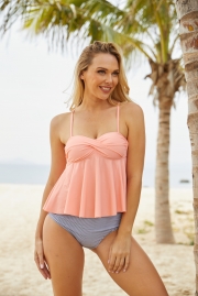 Cute Twist Criss Cross High Waisted Tankini Set