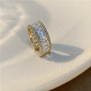 Rainbow diamond ring with adjustable opening is simple and versatile