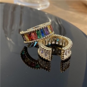 Rainbow diamond ring with adjustable opening is simple and versatile