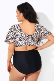 Cheetah Print V-neckline Crop lady Bikini Top