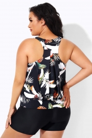 Flower Printed Round Neck Women Tankini Top