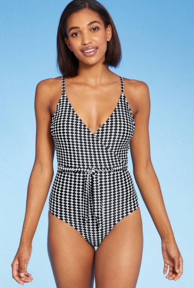 Women's Belted Wrap Medium Coverage One Piece Swimsuit