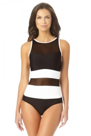 High Neck Mesh One Piece Swimsuit