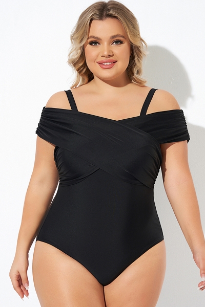 Black Crisscross Convertible Front Lined One Piece Swimsuit
