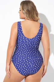 Navy Polka Dot Frill One Piece Swimsuit