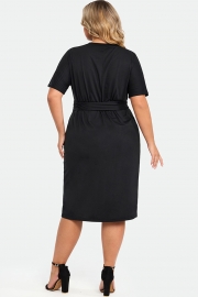 Black Cross Front Flutter Sleeve Dress