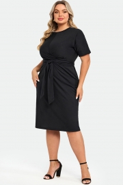 Black Cross Front Flutter Sleeve Dress
