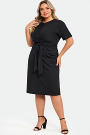 Black Cross Front Flutter Sleeve Dress
