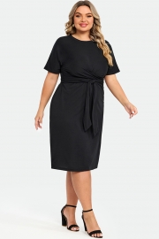 Black Cross Front Flutter Sleeve Dress