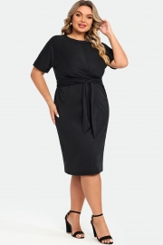 Black Cross Front Flutter Sleeve Dress