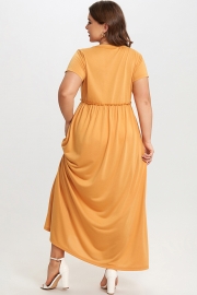 Round Neck Short Sleeve Flowy Maxi Dress