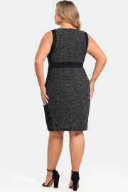 Plus Black Wrap Contoured Panel Midi Dress