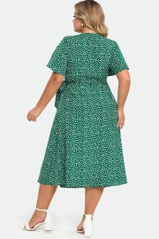 Plus Size Floral Print Knot Side Wrap Maxi Dress
