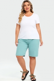 Blue With Pockets Sashes Holiday Loose Shorts