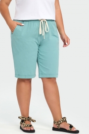 Blue With Pockets Sashes Holiday Loose Shorts