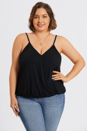 Black V-Neck Sleeveless Plus Size Cami Top