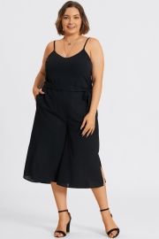 Plus Size Black Sleeveless Easy Culotte Jumpsuit