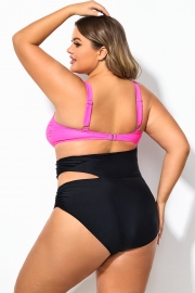 Plus Size Colorblock Cutout One Piece Swimsuit