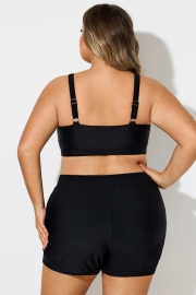 Plus Size Black Round Neck Bikini Top