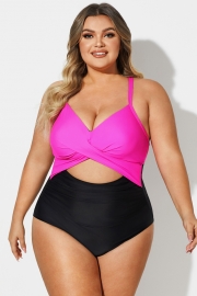 Plus Size Crossback Cutout One Piece Swimsuit