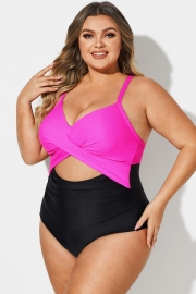 Plus Size Crossback Cutout One Piece Swimsuit