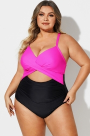 Plus Size Crossback Cutout One Piece Swimsuit