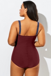Colorblock Twist Front Push Up One Piece Swimsuit