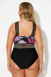 High Stretch Crisscross Neck Mesh One Piece Swimsuit