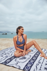 Navy Geometric Patterns Ethnic Style Beach Towel