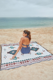 Colorful Geometric Print Tassel Edge Beach Towel