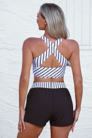 Black&White Bikini Set With Shorts