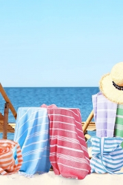 Striped Fringe Print Beach Towel