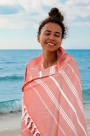 Striped Fringe Print Beach Towel