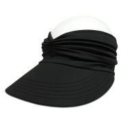 Black Empty Top Pleated Beach Sun Hat