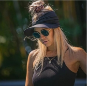 Black Empty Top Pleated Beach Sun Hat