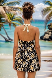 V-NECK HALTER Swim Dress