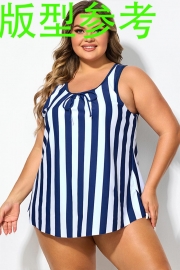 Plus Size Plants Print Wide Straps Elegant Tankini Top