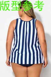 Plus Size Plants Print Wide Straps Elegant Tankini Top