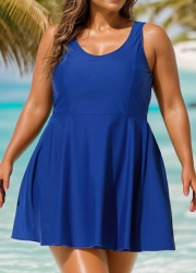 Chic U-Neck Sleeveless Sporty Swim Dress Set