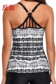 Plus Size Vintage Round Neck Crossback Tankini Top