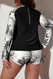 Swim SPRTY Plus Tropical Print High Neck Bikini Swimsuit With Long Sleeve Swim Shirt