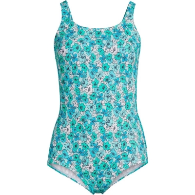 Women's Chlorine Resistant Scoop Neck Soft Cup Tugless Sporty One Piece Swimsuit Print